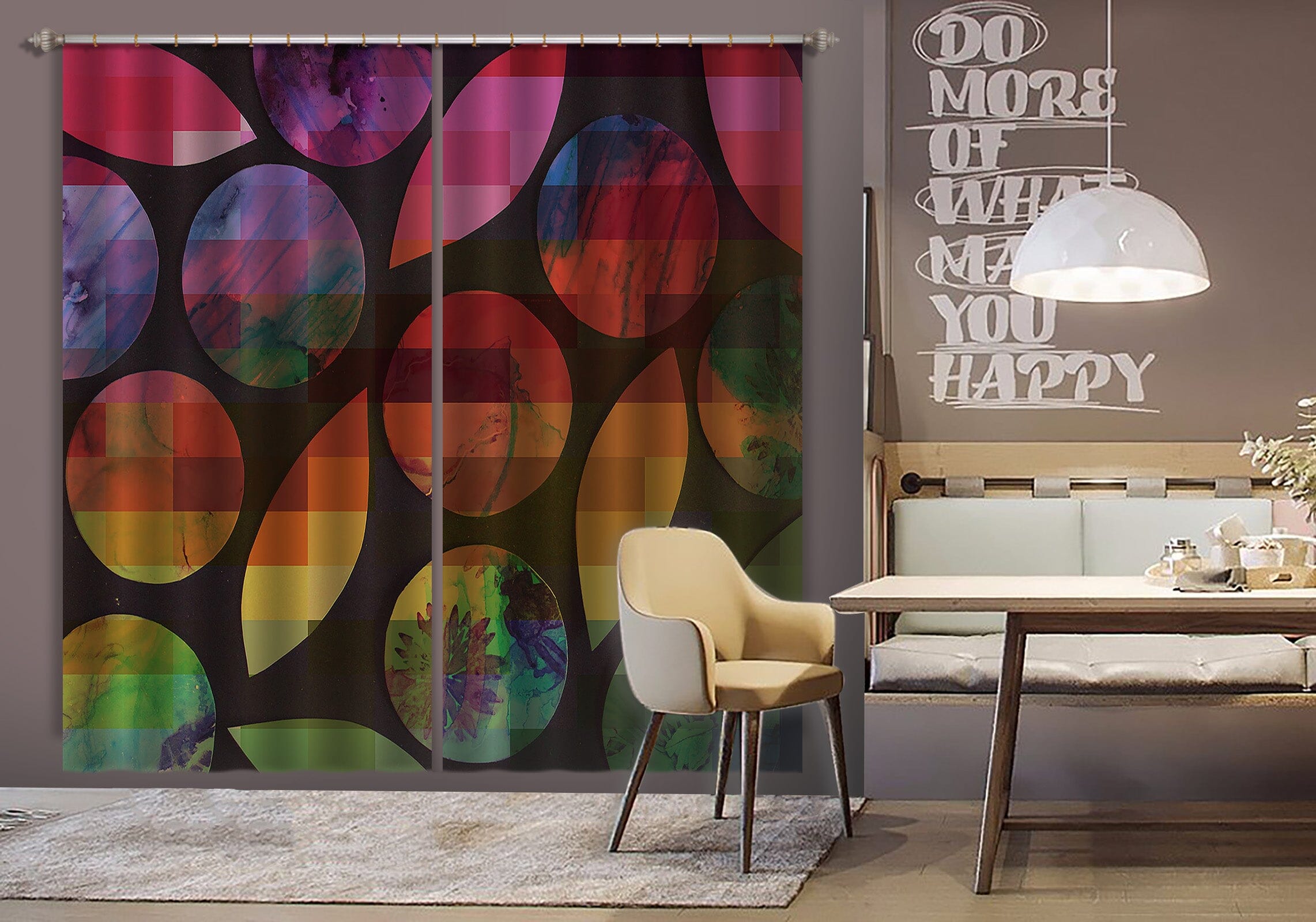 3D Color Geometry 037 Shandra Smith Curtain Curtains Drapes Curtains AJ Creativity Home 