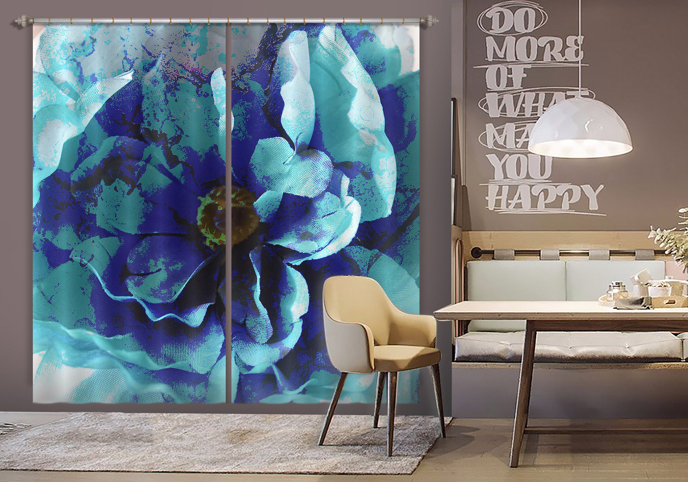 3D Blue Flower 70090 Shandra Smith Curtain Curtains Drapes