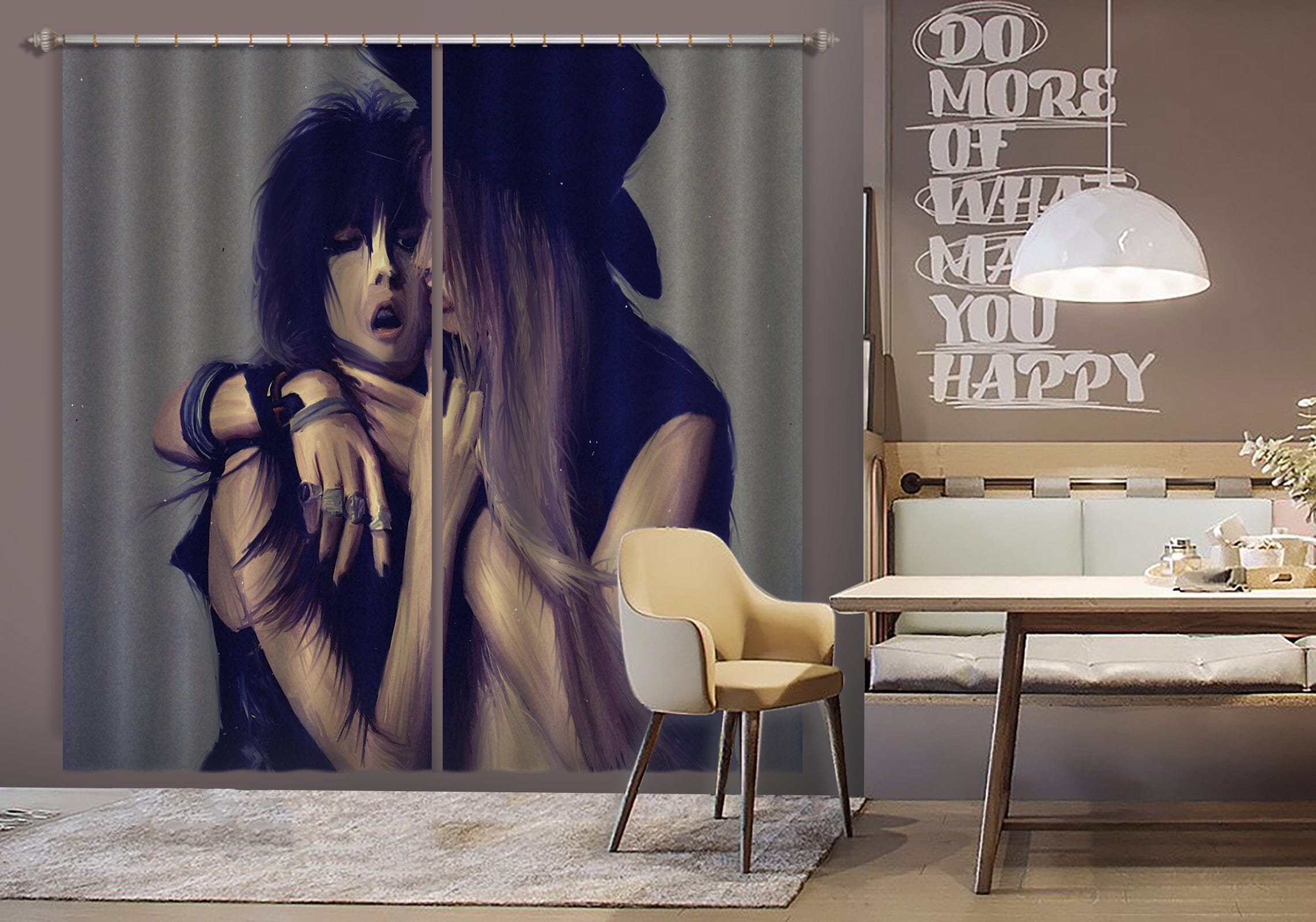 3D Fashion Couple 051 Marco Cavazzana Curtain Curtains Drapes Curtains AJ Creativity Home 