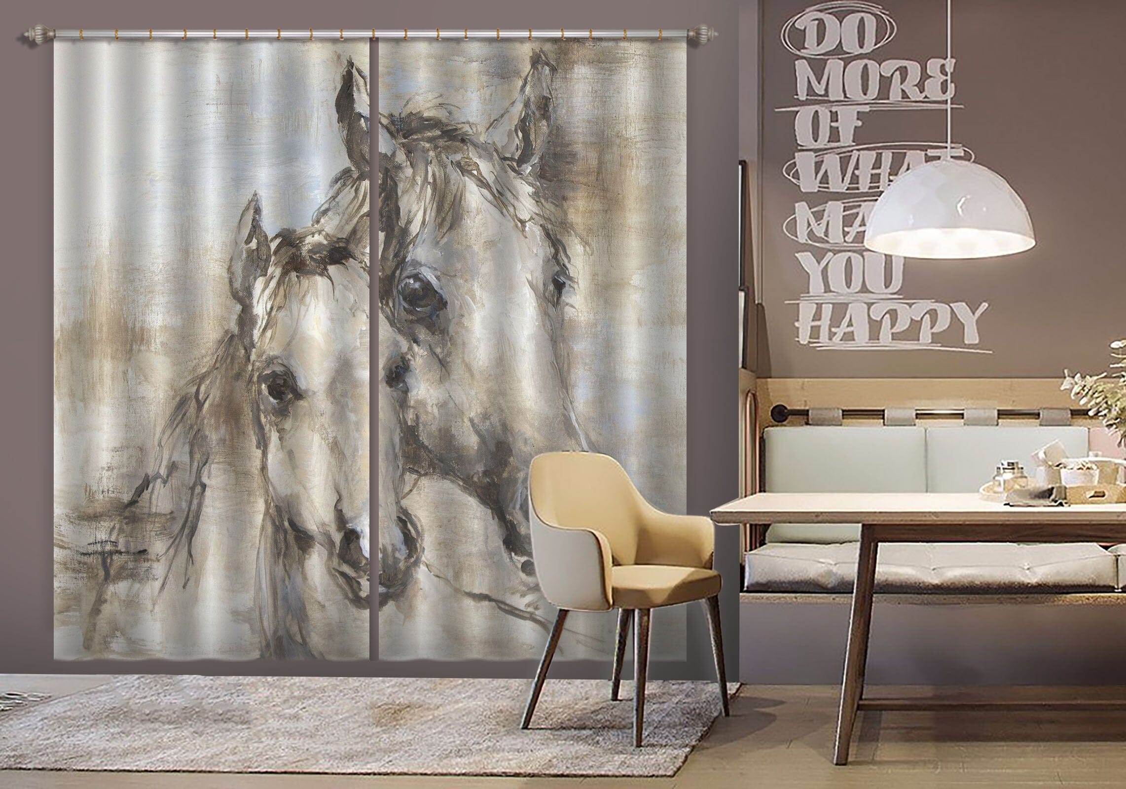 3D Sketch Horse 042 Debi Coules Curtain Curtains Drapes Curtains AJ Creativity Home 