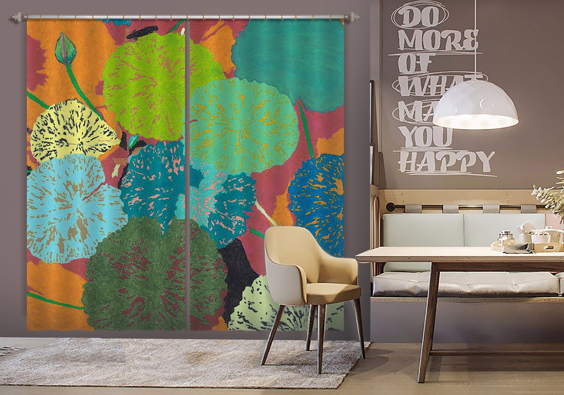 3D Painted Lotus Leaf 283 Allan P. Friedlander Curtain Curtains Drapes Curtains AJ Creativity Home 