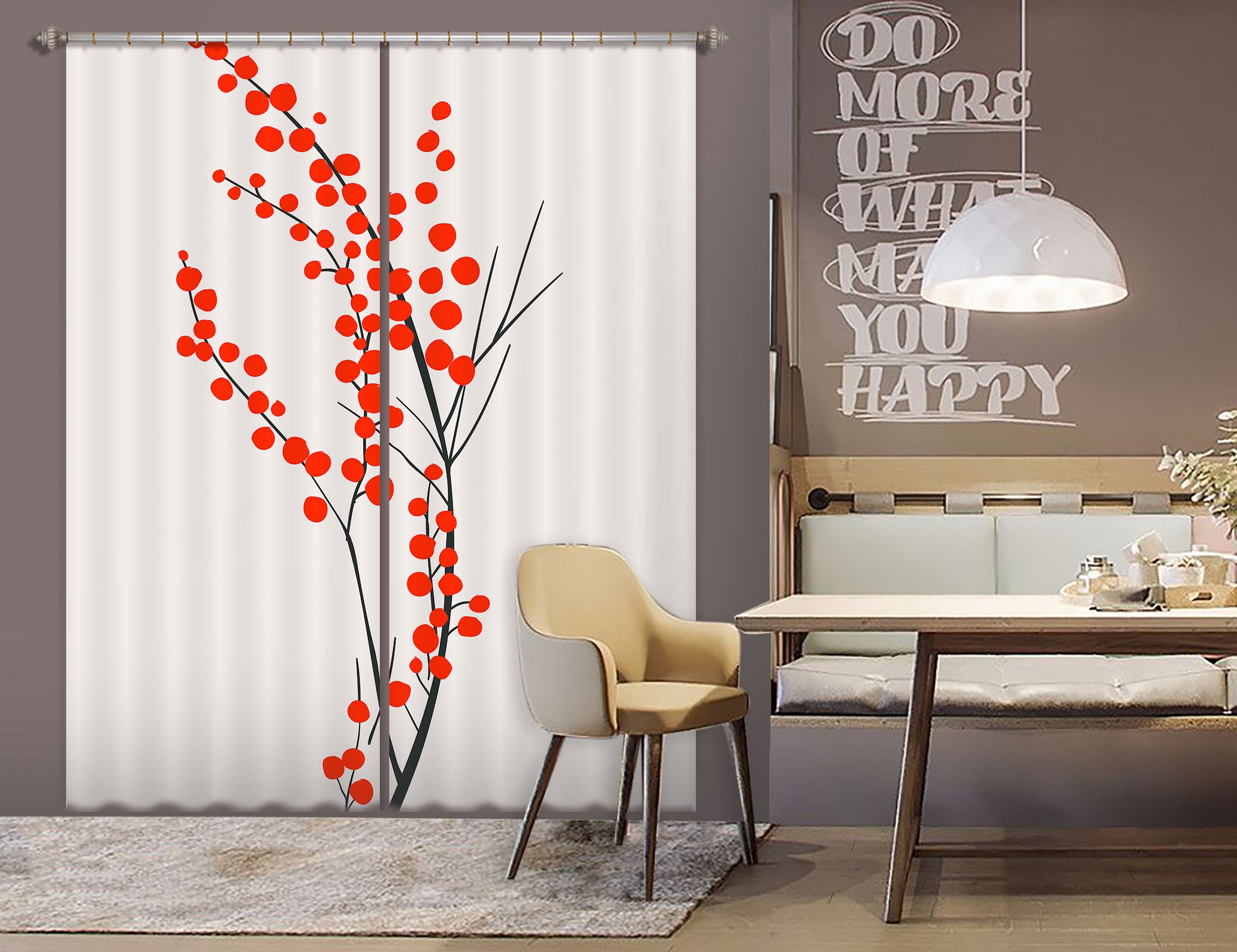 3D Red Flower Pattern 1138 Boris Draschoff Curtain Curtains Drapes