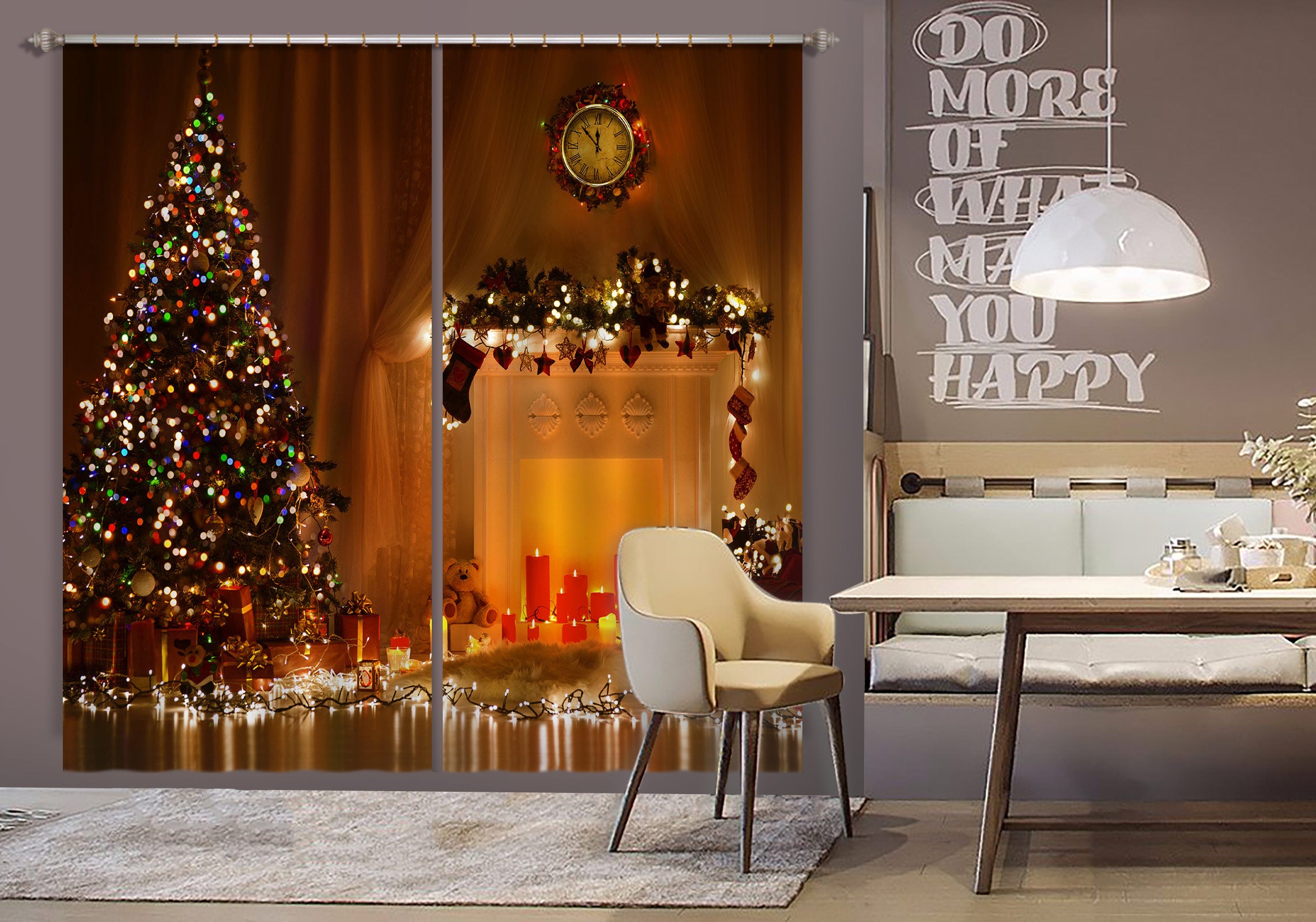3D Tree Light Candle 52017 Christmas Curtains Drapes Xmas