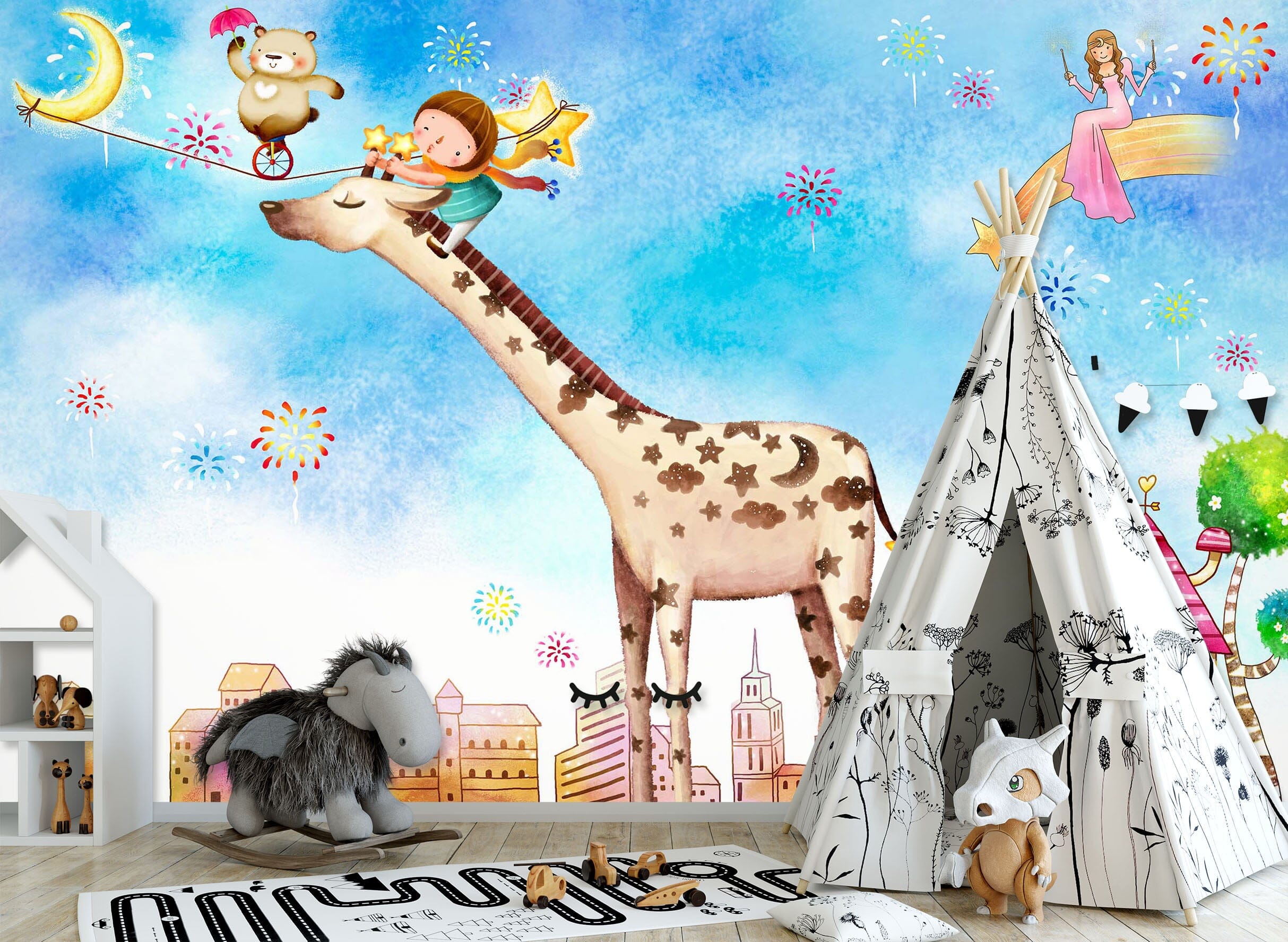 3D Cartoon Giraffe 1443 Wall Murals Wallpaper AJ Wallpaper 2 