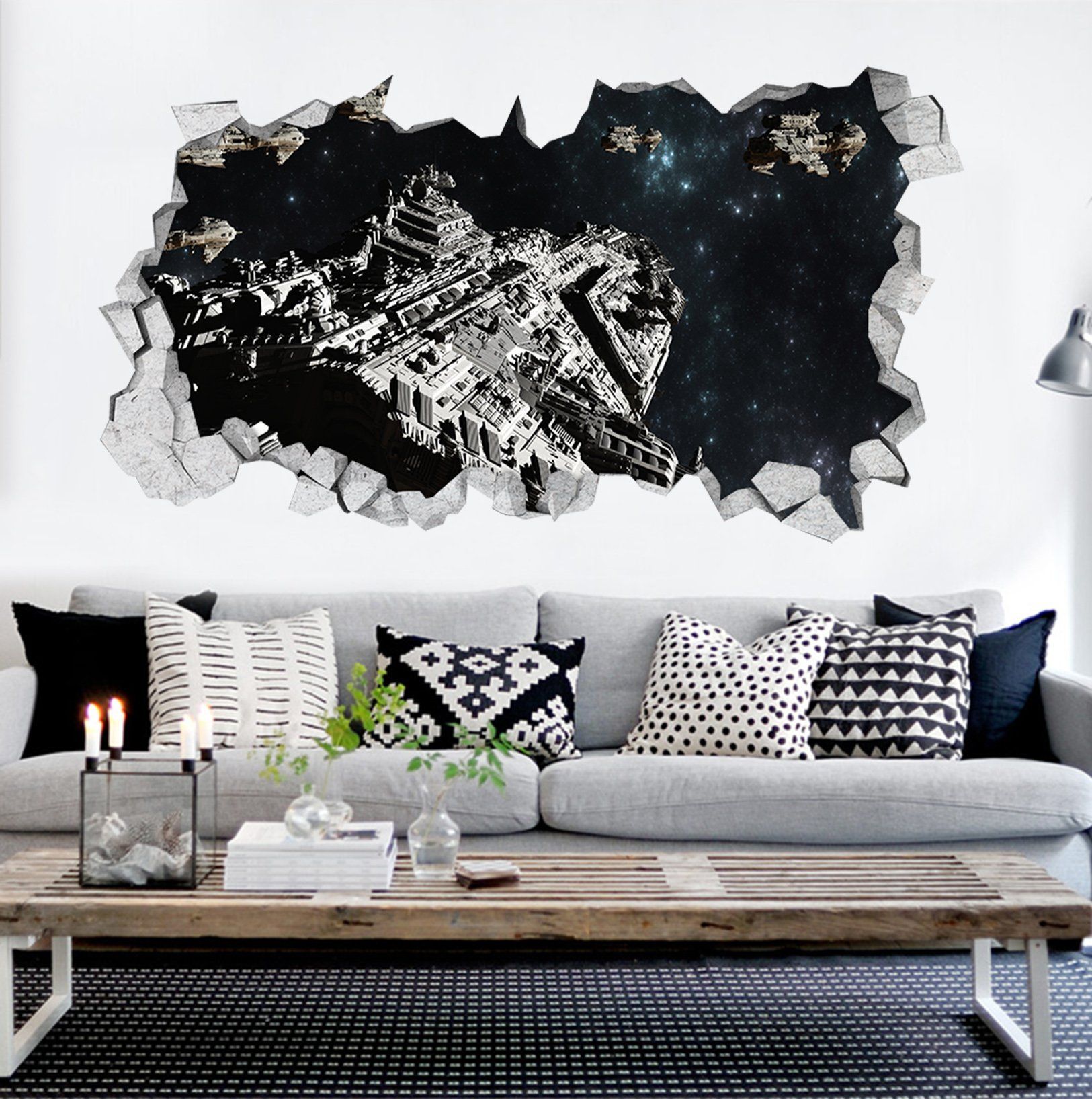 3D Space Ship 306 Broken Wall Murals Wallpaper AJ Wallpaper 