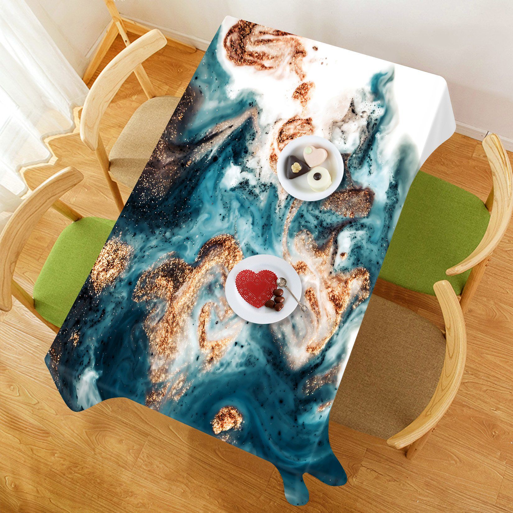 3D Green Turbid Black Spots 54 Tablecloths Wallpaper AJ Wallpaper 