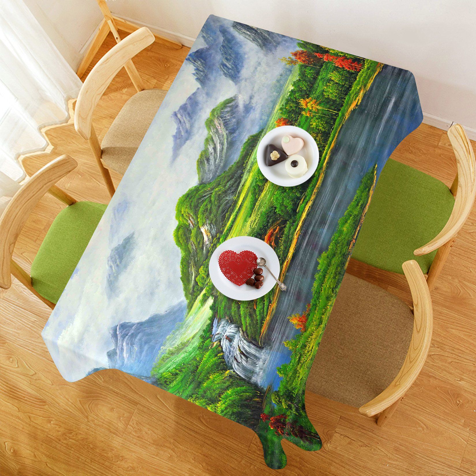3D Mountain River Scenery 252 Tablecloths Wallpaper AJ Wallpaper 