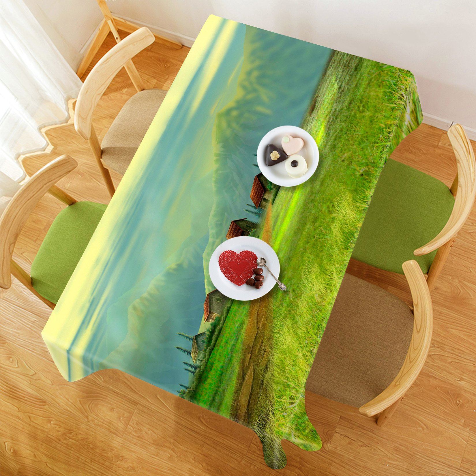 3D Alpine Grassland Hut 526 Tablecloths Wallpaper AJ Wallpaper 