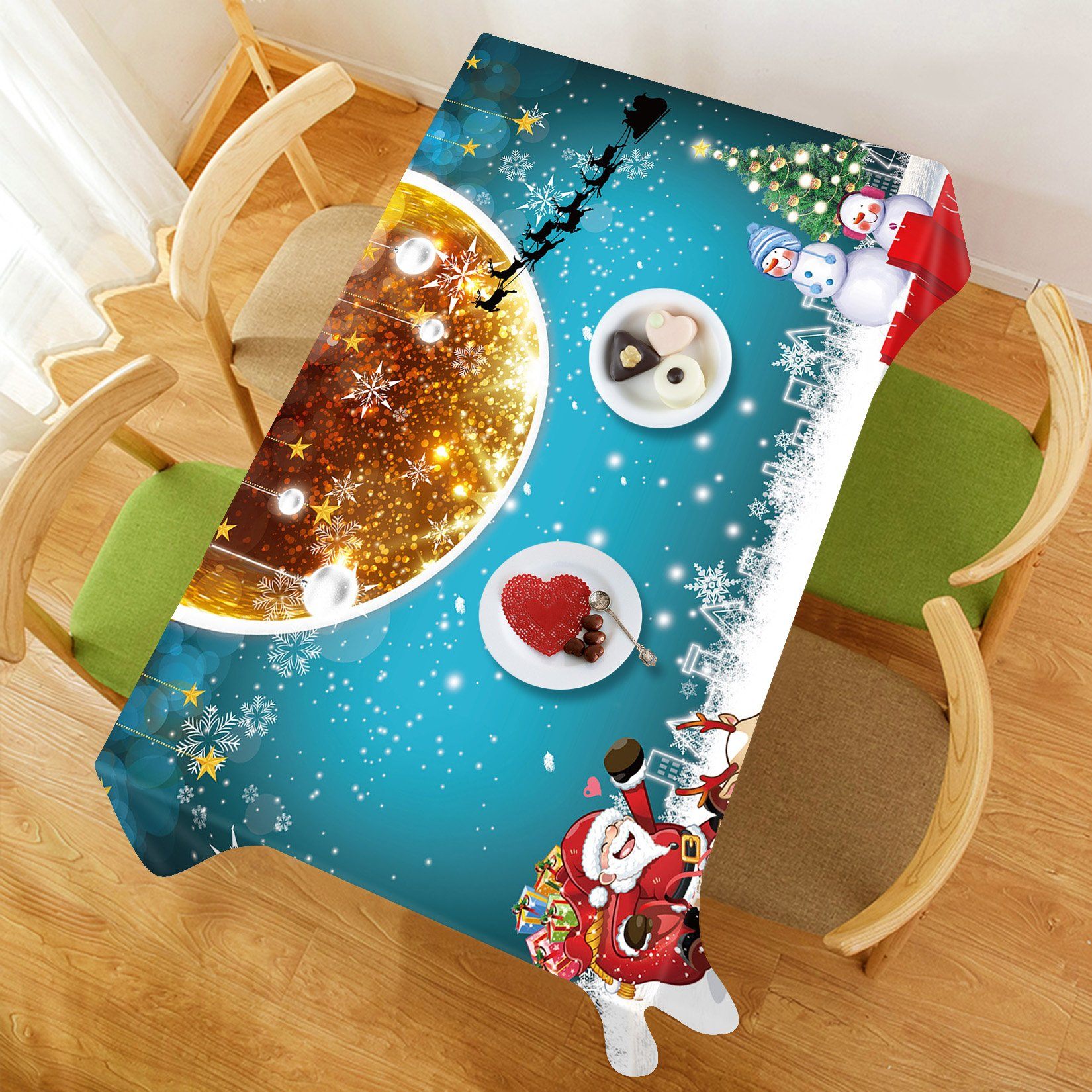 3D Golden Moon Snowflake 35 Tablecloths Tablecloths AJ Creativity Home 