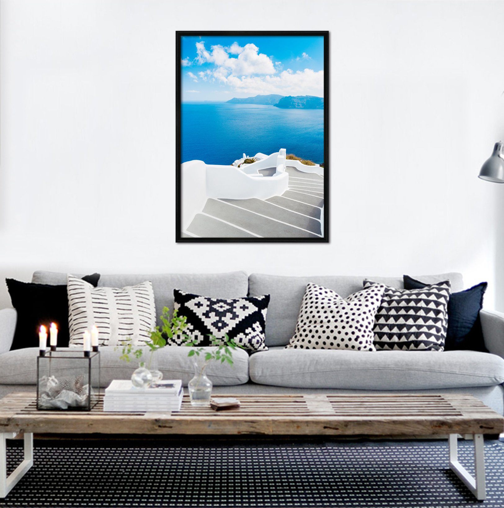 3D Seaside Staircase 010 Fake Framed Print Painting Wallpaper AJ Creativity Home 