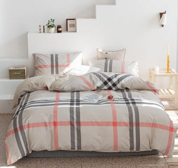 3D Gray Red Lines 14059 Bed Pillowcases Quilt