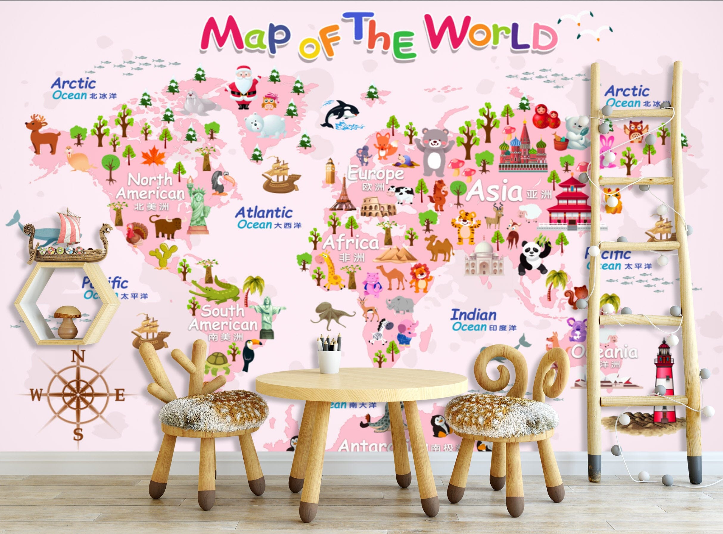 3D Pink Map 1643 Wall Murals Wallpaper AJ Wallpaper 2 