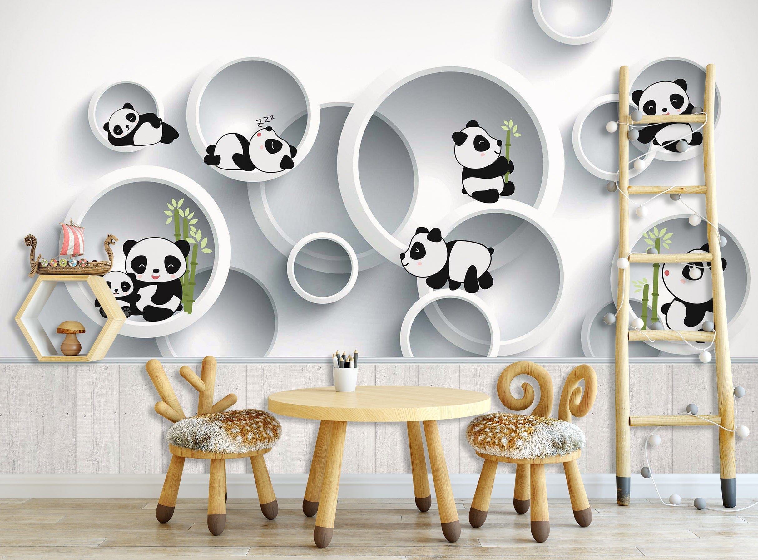 3D Cute Panda 1689 Wall Murals Wallpaper AJ Wallpaper 2 