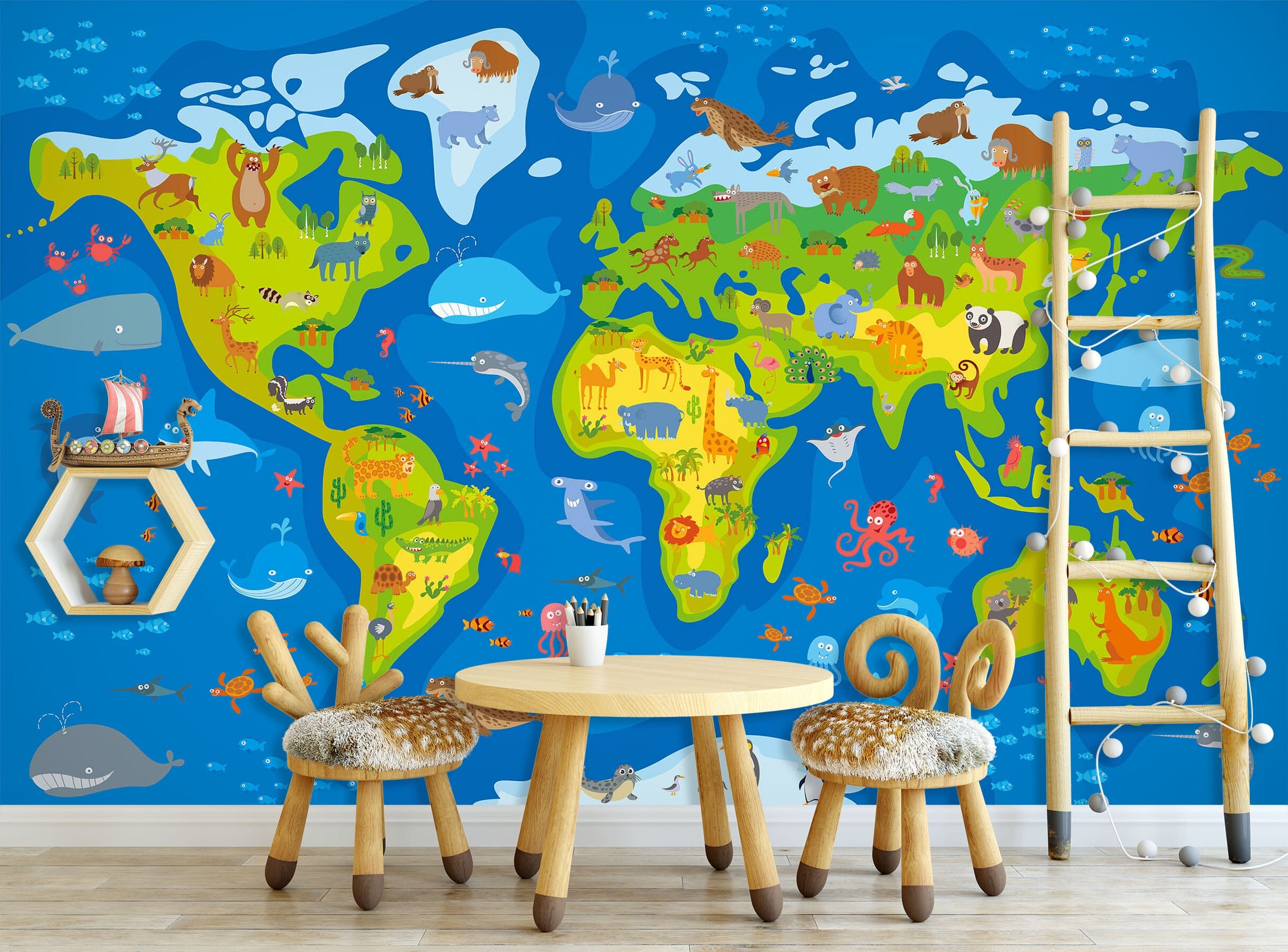 3D Oasis Sea 2052 World Map Wall Murals Wallpaper AJ Wallpaper 2 