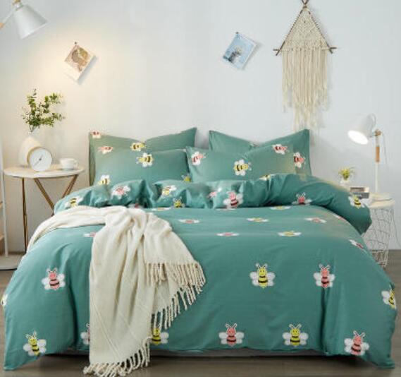 3D Green Background Bee 15066 Bed Pillowcases Quilt