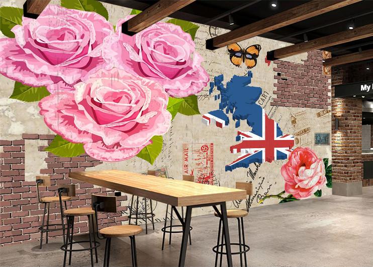 3D Peony Flower Butterfly 628 Wallpaper AJ Wallpaper 