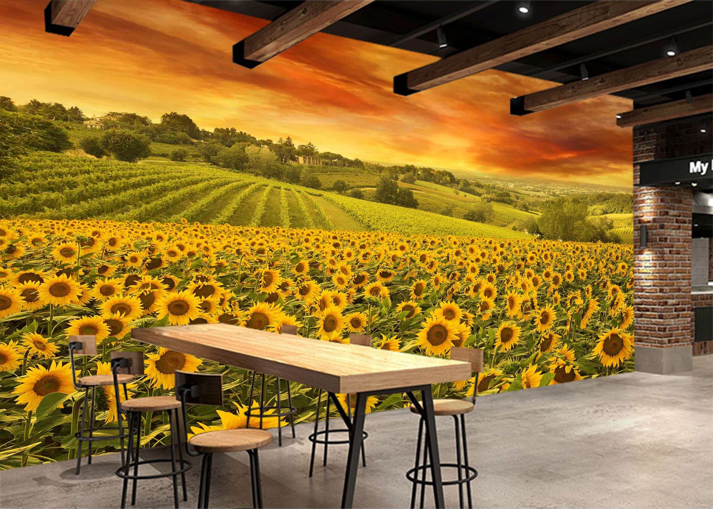 3D Sunflower Garden 1023 Wall Murals Wallpaper AJ Wallpaper 2 