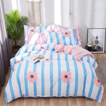 3D Blue Vertical Stripes 3118 Bed Pillowcases Quilt