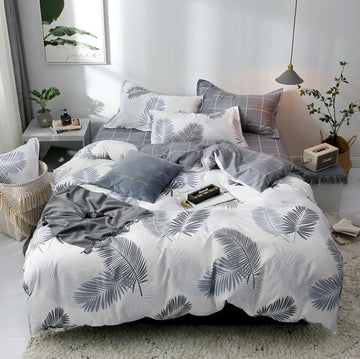 3D Grey Feather 4085 Bed Pillowcases Quilt