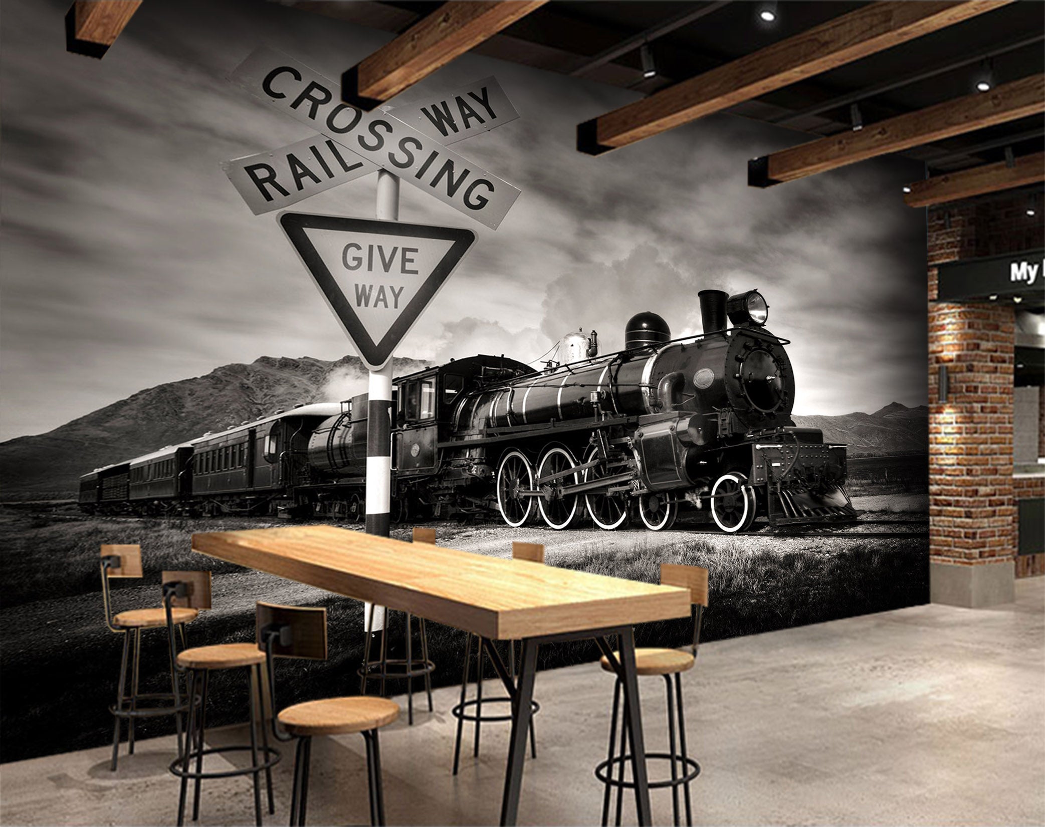 3D Train Street Sign 164 Vehicle Wall Murals