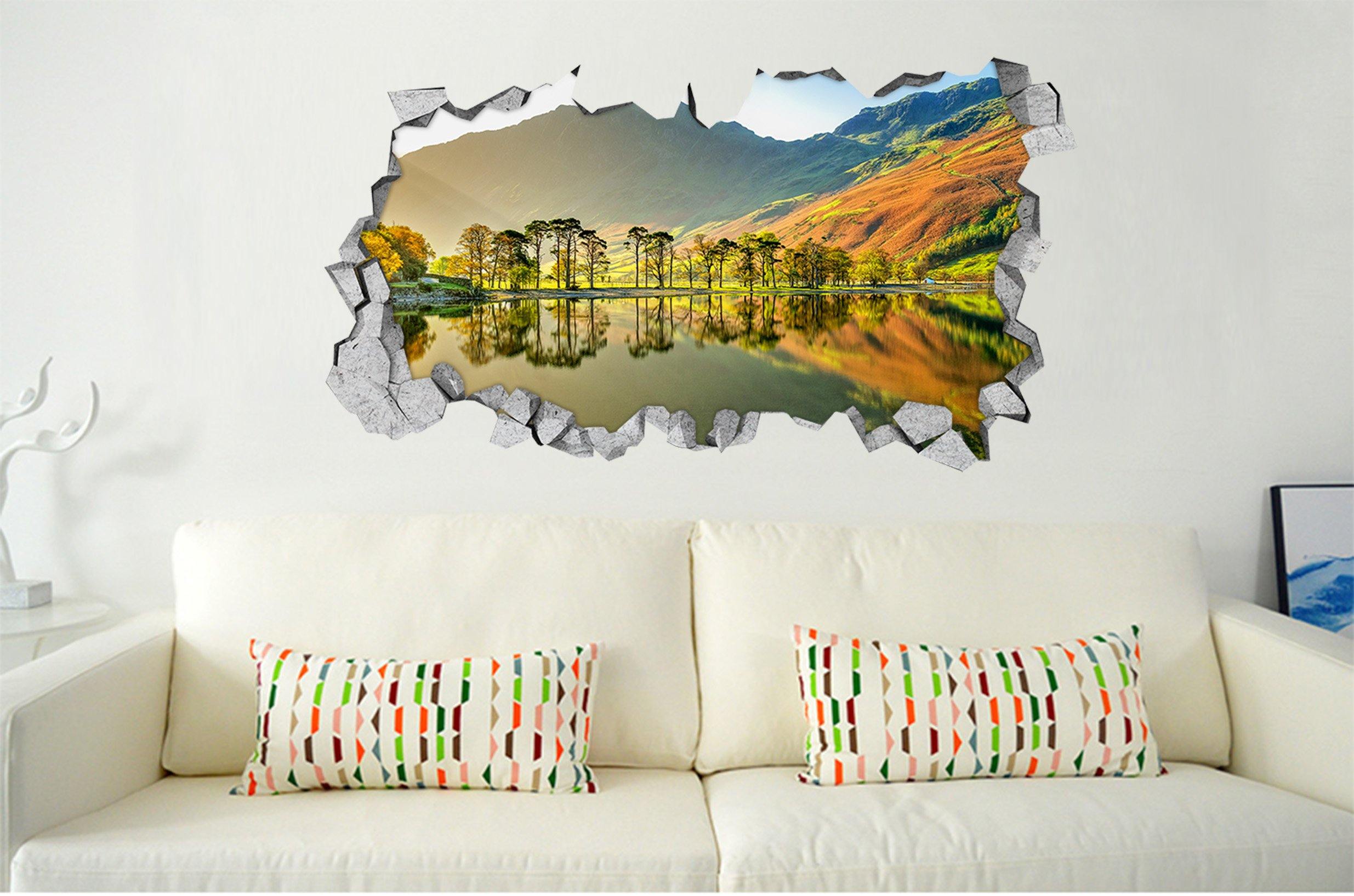 3D Lake Scenery 141 Broken Wall Murals Wallpaper AJ Wallpaper 