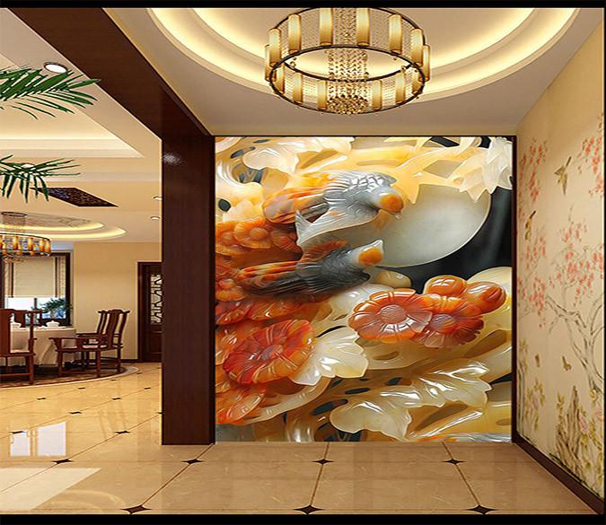 3D Flower color jade sculpture Wallpaper AJ Wallpaper 1 