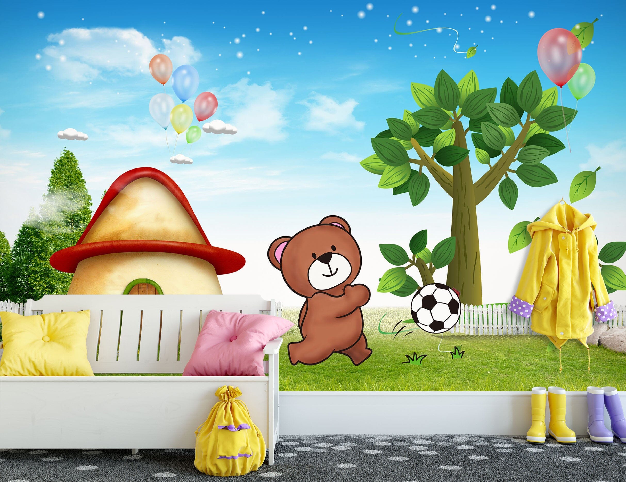 3D Mushroom Bear 014 Wall Murals Wallpaper AJ Wallpaper 2 