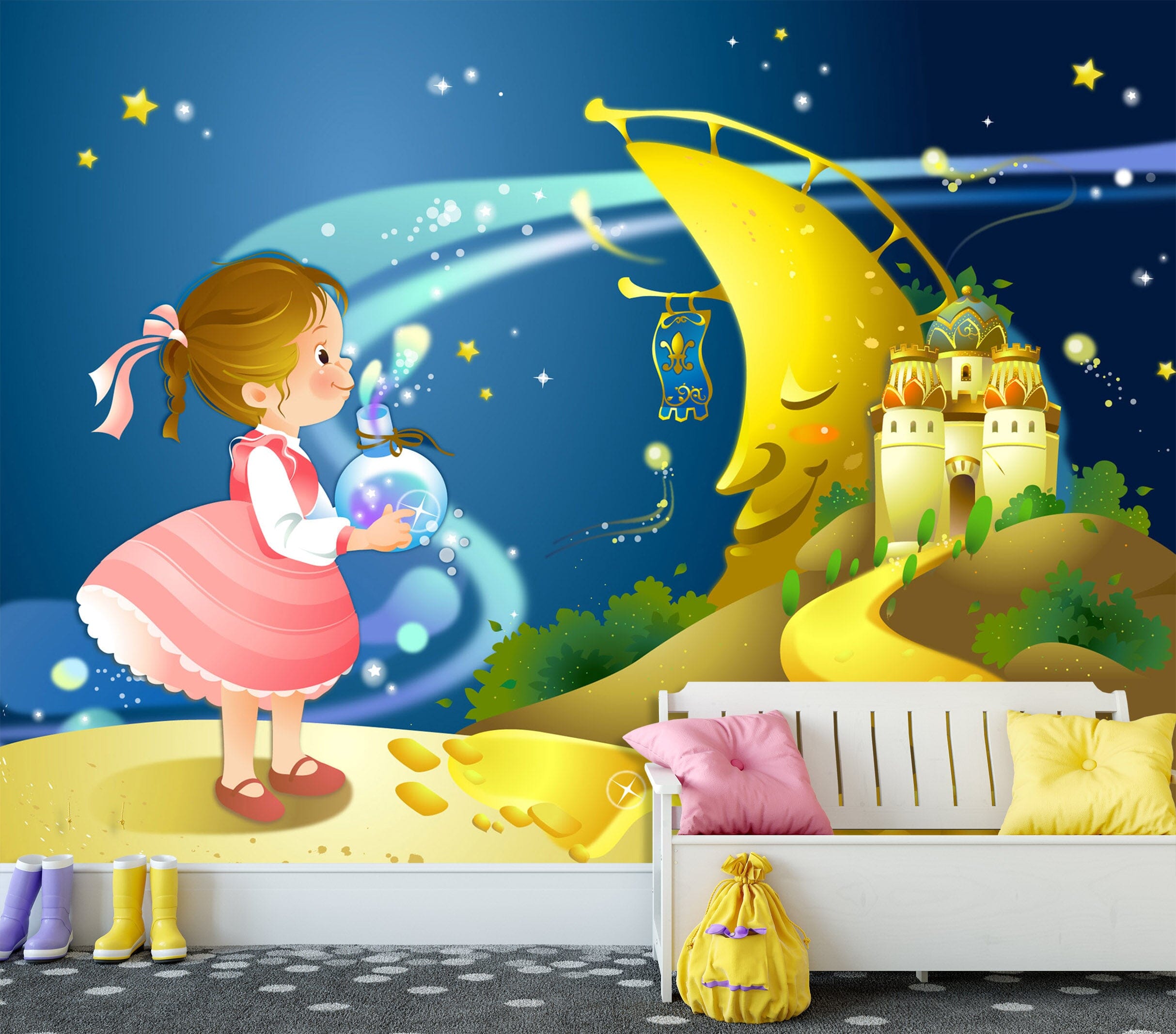 3D Moon Girl 1653 Wall Murals Wallpaper AJ Wallpaper 2 