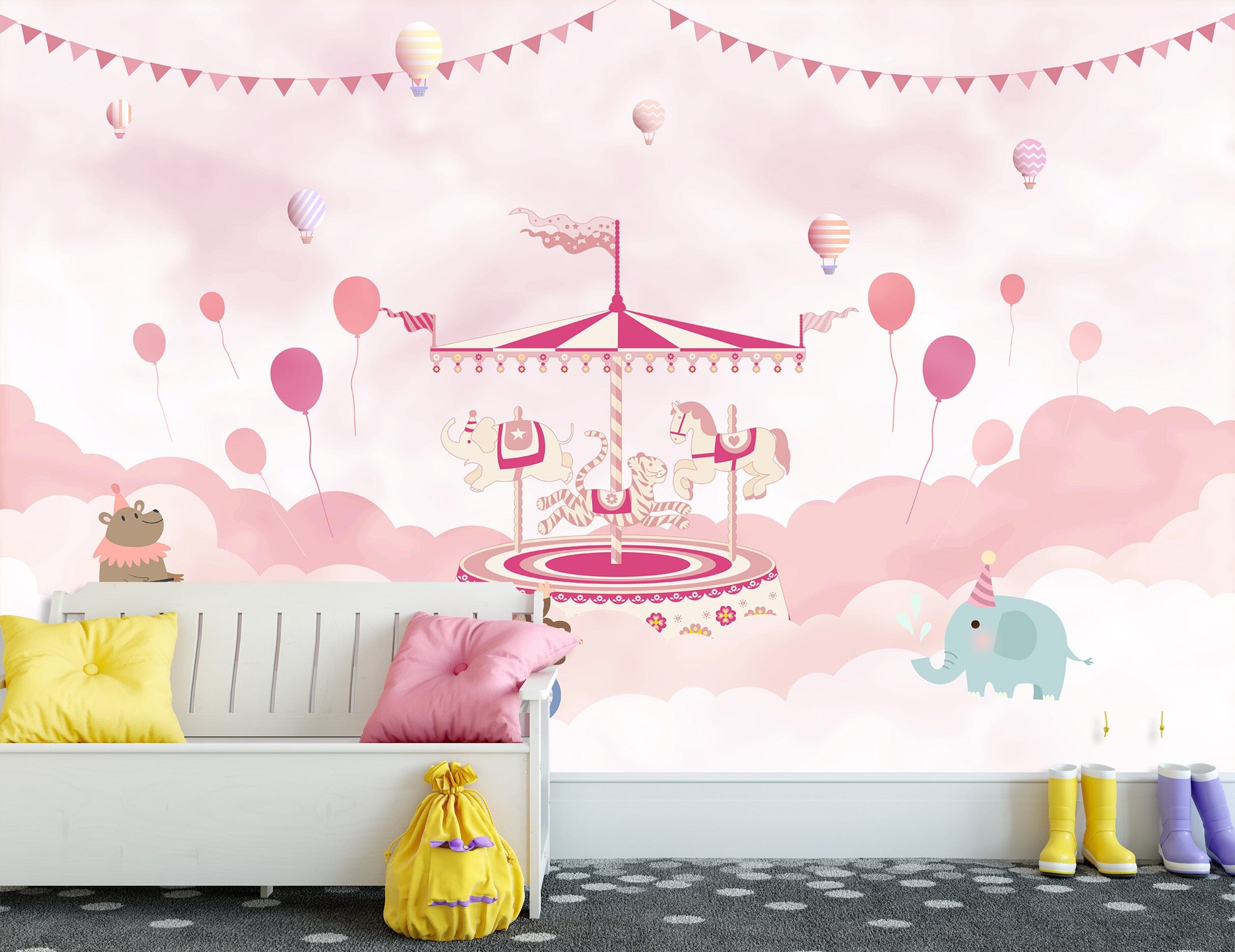 3D Pink Carousel 1439 Wall Murals Wallpaper AJ Wallpaper 2 