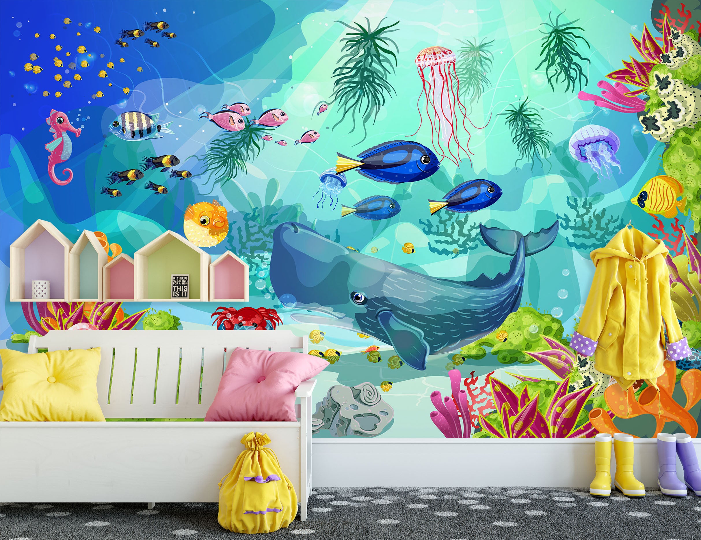 3D Underwater Animal Whale 58014 Wall Murals