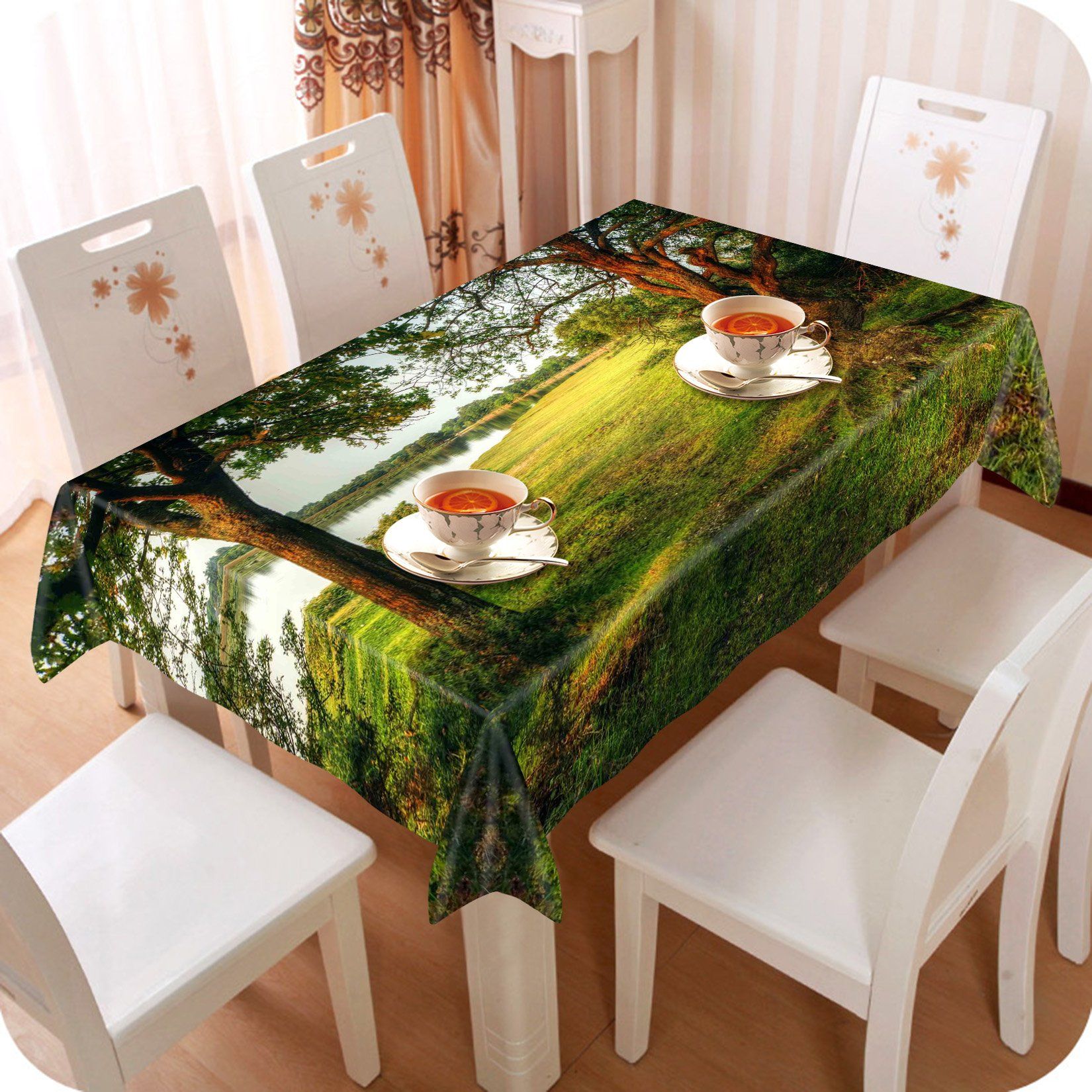 3D Lakeside Trees 836 Tablecloths Wallpaper AJ Wallpaper 