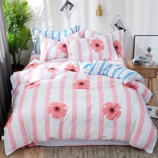 3D Pink Stripes Flower 3119 Bed Pillowcases Quilt