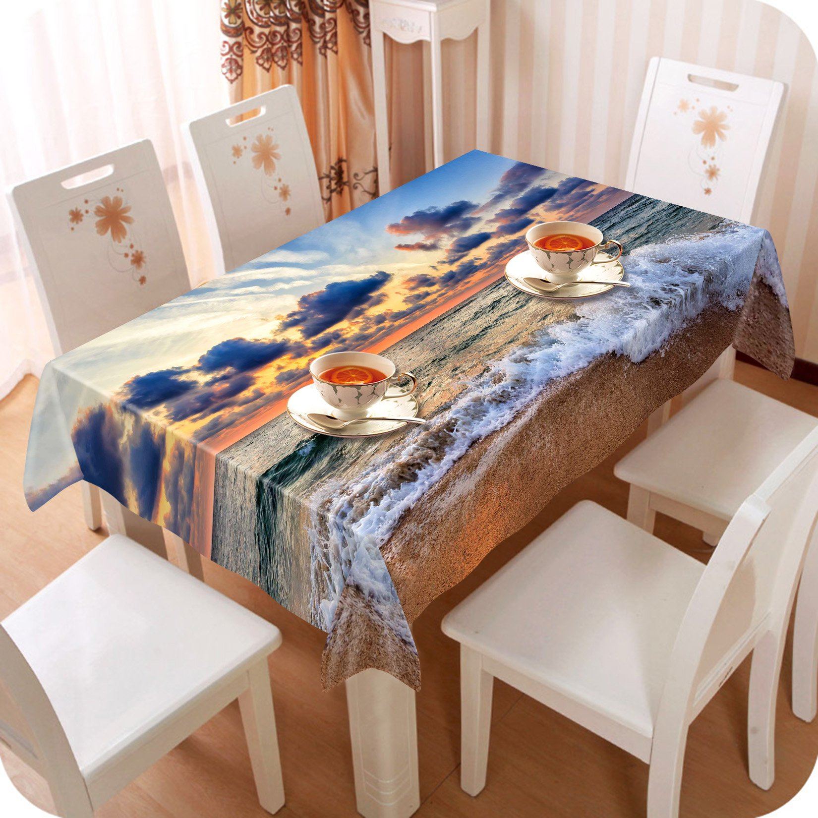 3D Beach Sunset Clouds 605 Tablecloths Wallpaper AJ Wallpaper 