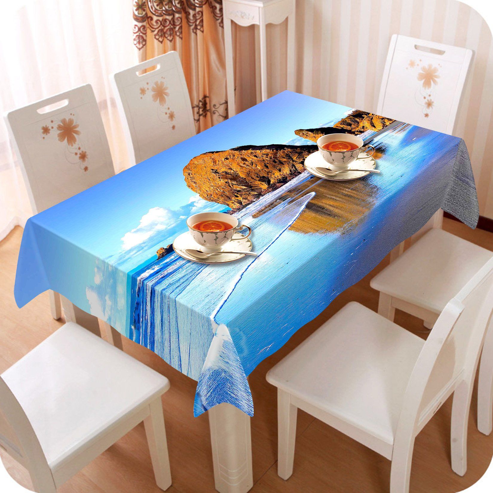 3D Seaside Stones 399 Tablecloths Wallpaper AJ Wallpaper 