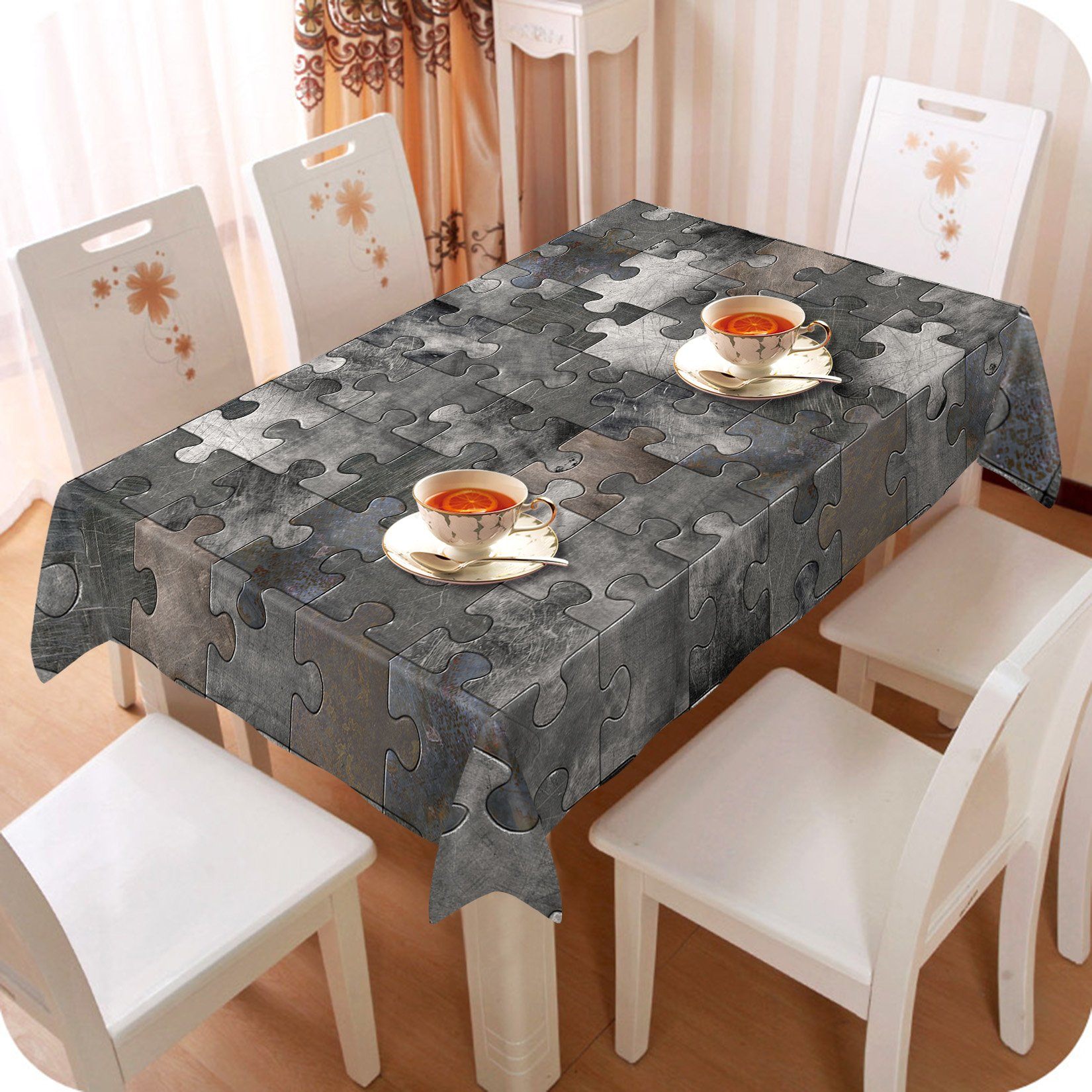 3D Gray Puzzle 2 Tablecloths Wallpaper AJ Wallpaper 
