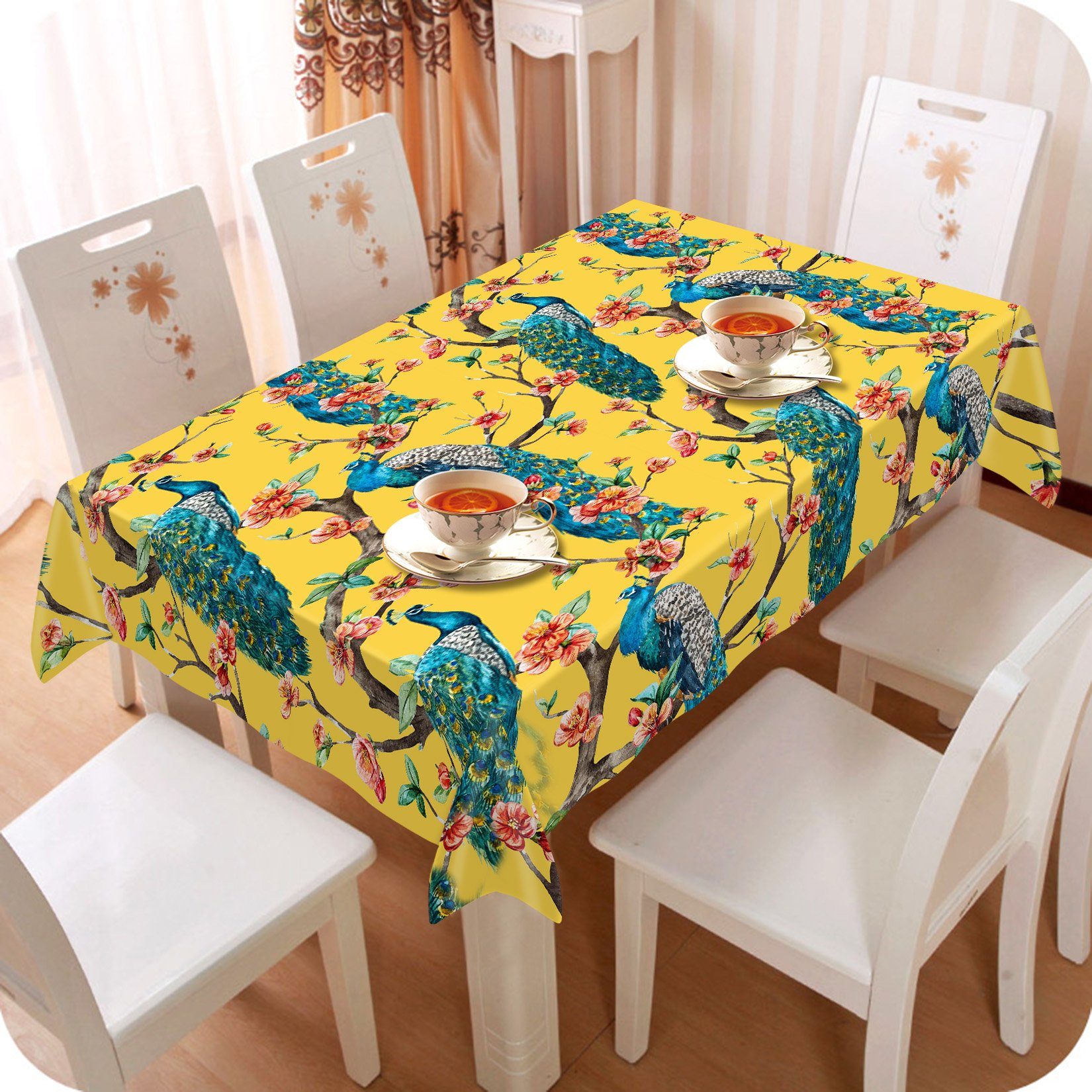 3D Flowers Trees Peacocks 562 Tablecloths Wallpaper AJ Wallpaper 