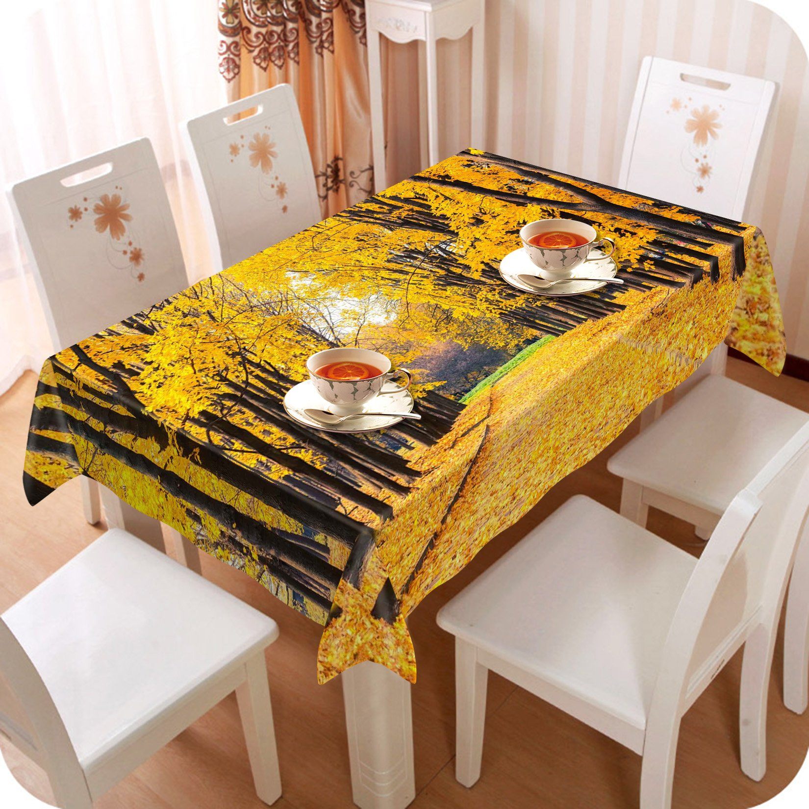 3D Orange Trees Fallen Leaves 571 Tablecloths Wallpaper AJ Wallpaper 