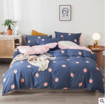 3D Navy Blue Strawberry 14227 Bed Pillowcases Quilt