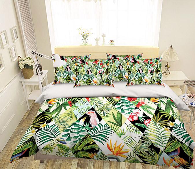 3D Flowers Leaves Birds Twill 198 Bed Pillowcases Quilt Wallpaper AJ Wallpaper 