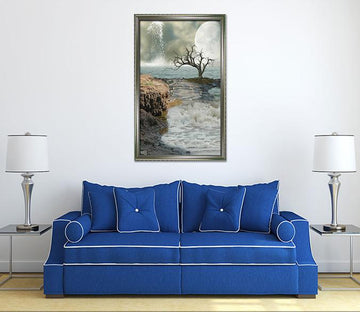 3D Moon Splash 012 Fake Framed Print Painting Wallpaper AJ Creativity Home 