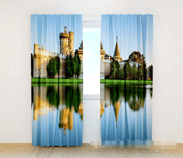 3D Lakeside Castle 1196 Curtains Drapes Wallpaper AJ Wallpaper 
