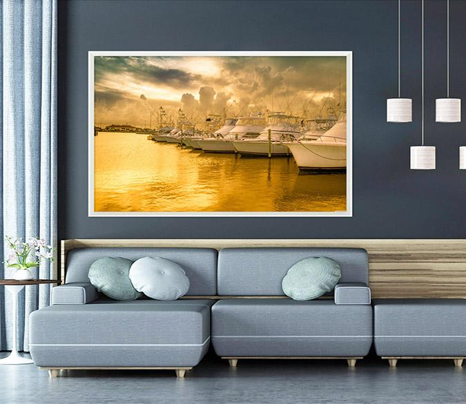 3D Twilight Ship 029 Fake Framed Print Painting Wallpaper AJ Creativity Home 