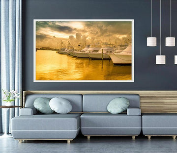 3D Twilight Ship 029 Fake Framed Print Painting Wallpaper AJ Creativity Home 