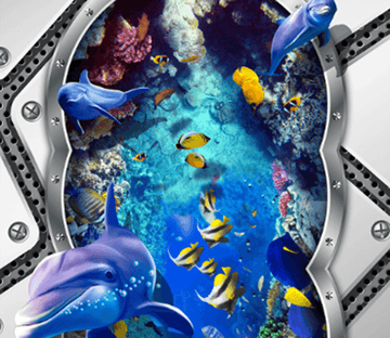 3D Jumping Dolphins Floor Mural Wallpaper AJ Wallpaper 2 