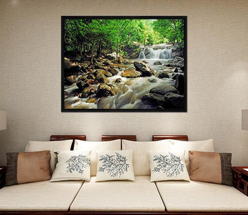 3D Stone River 150 Fake Framed Print Painting Wallpaper AJ Creativity Home 