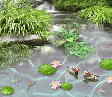 3D Mandarin Ducks Floor Mural Wallpaper AJ Wallpaper 2 