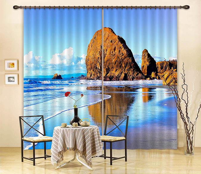 3D Seaside Stones 310 Curtains Drapes Wallpaper AJ Wallpaper 