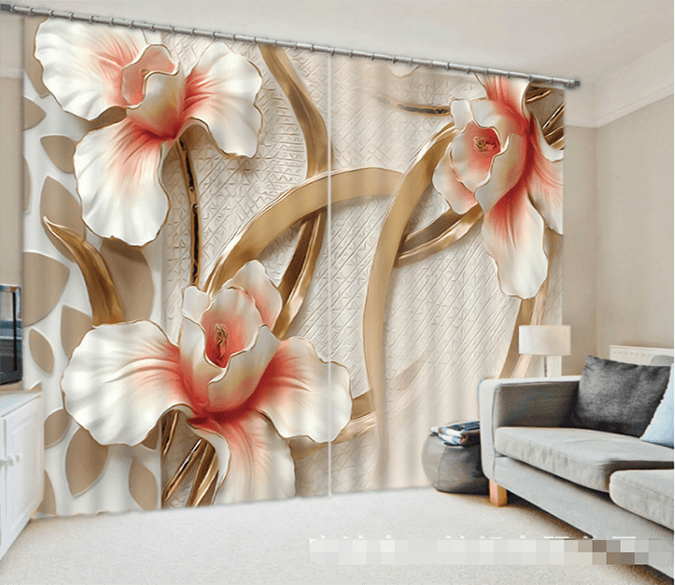 3D Metal Flowers 1306 Curtains Drapes Wallpaper AJ Wallpaper 