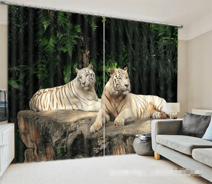 3D Resting Tigers 1242 Curtains Drapes Wallpaper AJ Wallpaper 