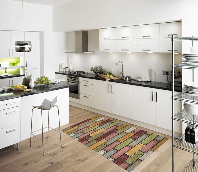 3D Color Wood Planks 160 Kitchen Mat Floor Mural Wallpaper AJ Wallpaper 